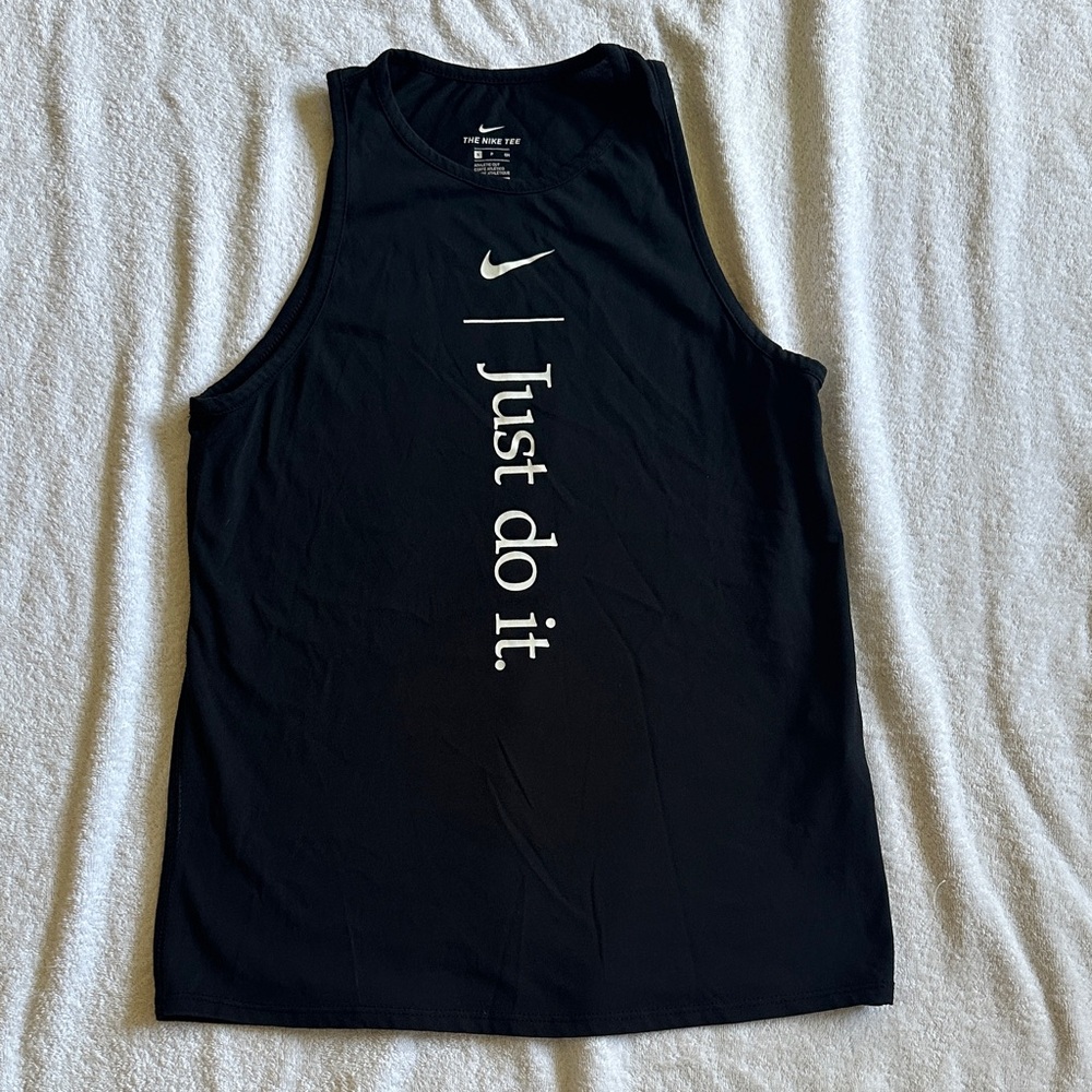 Nike Women’s Dri-Fit Black Tank Top with “Just Do It.” Text Size Small